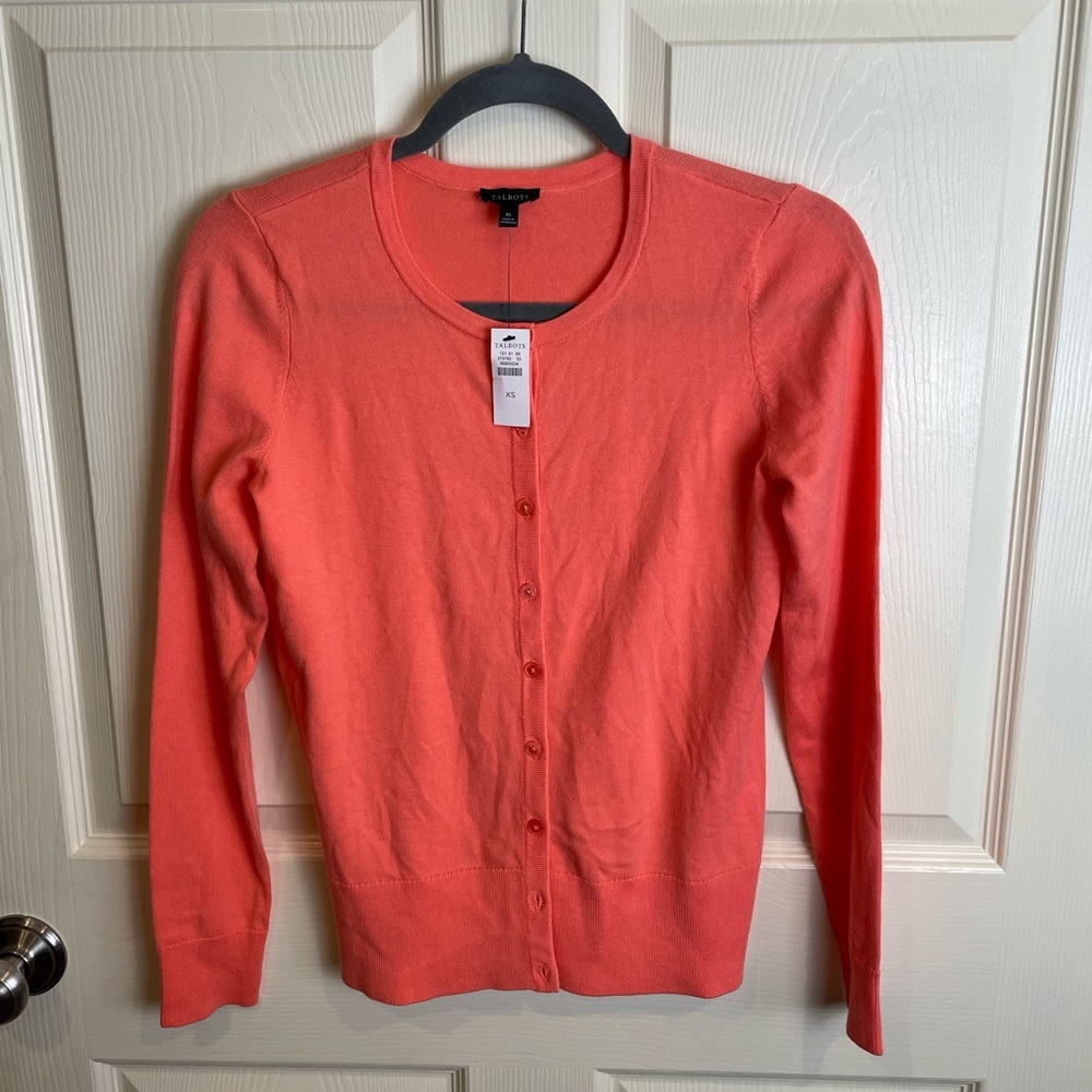 New Talbots Coral Cotton Tencel Cardigan XS Women's